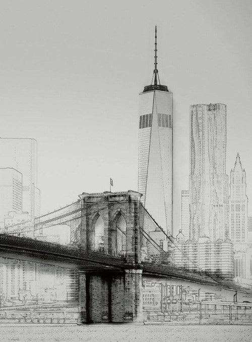 5018 4 wizard genius new york art illustration black and white Fotomural Tejido No Tejido 192x260cm 4 Tiras | Yourdecoration.es