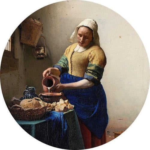 5504 r wizard genius vermeer the milkmaid Fotomural Tejido No Tejido 140x140cm Redondo | Yourdecoration.es