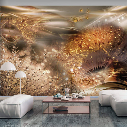 Artgeist Dandelions World Gold Fotomural Tejido No Tejido Ambiente | Yourdecoration.es