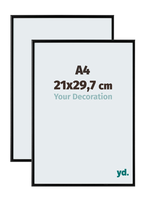 Aurora Aluminio Marco de Fotos 21x29-7cm A4 Juego de 2 Negro Mate Parte Delantera Tamano | Yourdecoration.es