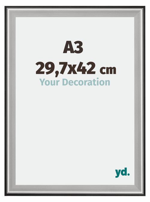 Birmingham Madera Marco de Fotos 29 7x42cm A3 Negro Plateado Pulido Tamano | Yourdecoration.es