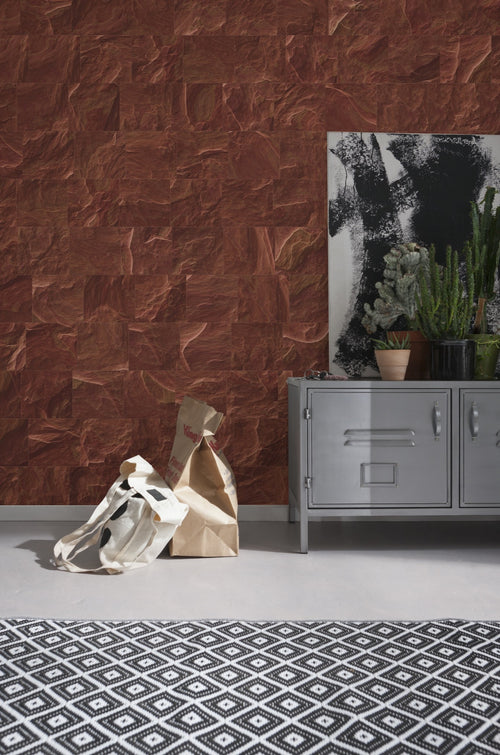 Komar Fotomural Tejido No Tejido Inx8 078 Red Slate Tiles Interieur | Yourdecoration.es