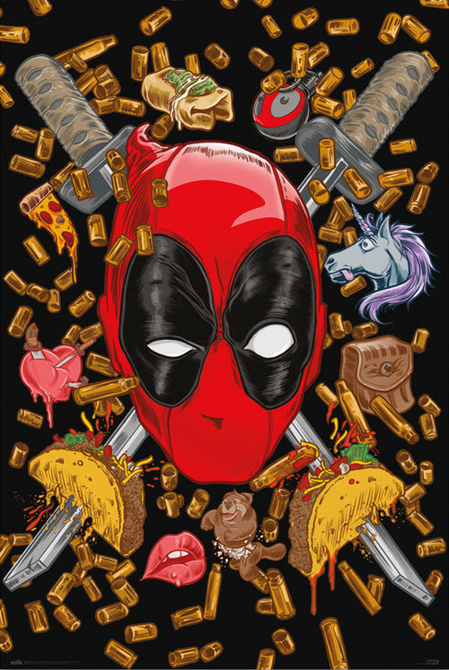 Póster Marvel Deadpool Bullets And Chimichangas 61x91 5cm Grupo Erik GPE5790 | Yourdecoration.es