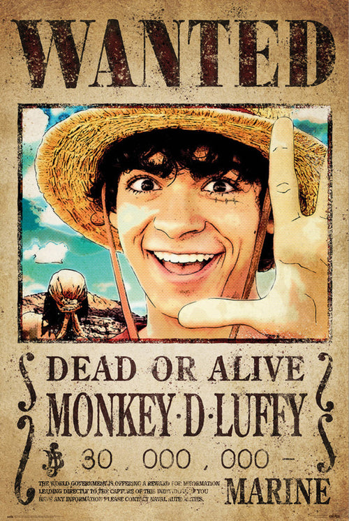 Póster One Piece Netflix Wanted Monkey D Luffy 61x91.5cm Grupo Erik GPE5779 | Yourdecoration.es