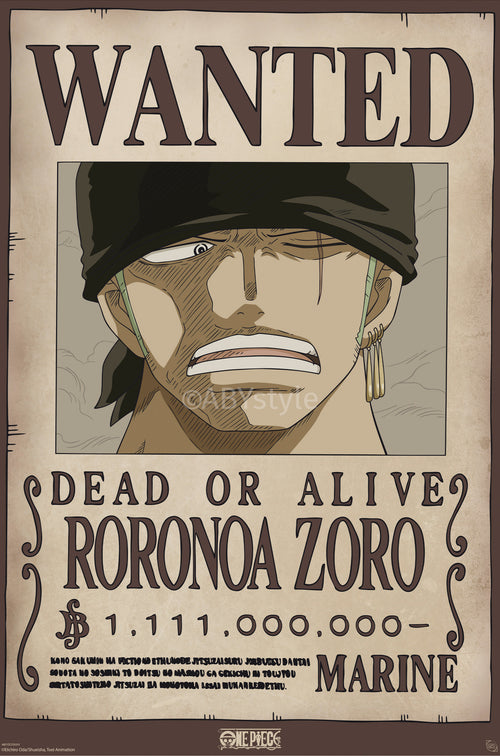 Poster One Piece Wanted Zoro Wano 61x91 5cm Abystyle GBYDCO619 | Yourdecoration.es