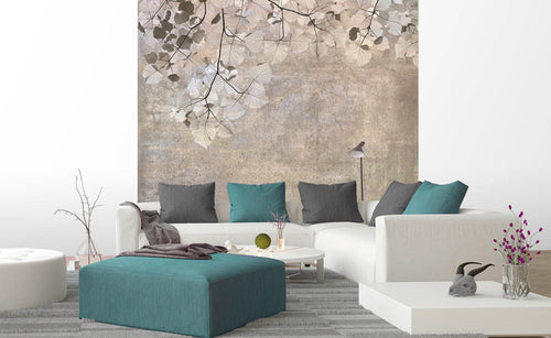 dimex beige leaves abstract Fotomural Tejido No Tejido 225x250cm 3 Tiras Ambiente | Yourdecoration.es