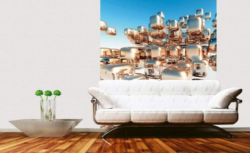 dimex silver cubes Fotomural Tejido No Tejido 225x250cm 3 Tiras Ambiente | Yourdecoration.es