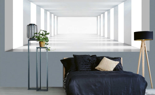 dimex white corridor Fotomural Tejido No Tejido 375x150cm 5 Tiras Ambiente | Yourdecoration.es