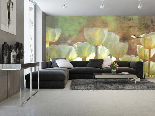 dimex white tulips abstract Fotomural Tejido No Tejido 375x250cm 5 Tiras Ambiente | Yourdecoration.es