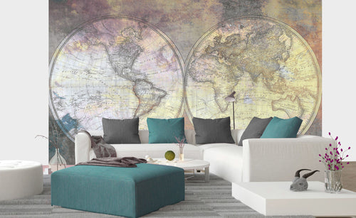 dimex wold map abstract i Fotomural Tejido No Tejido 375x250cm 5 Tiras Ambiente | Yourdecoration.es