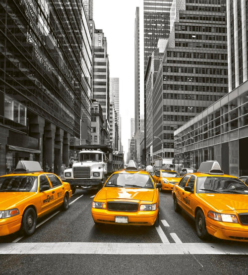 dimex yellow taxi Fotomural Tejido No Tejido 225x250cm 3 Tiras | Yourdecoration.es