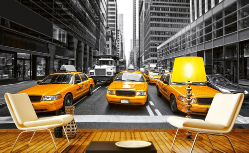 dimex yellow taxi Fotomural Tejido No Tejido 375x250cm 5 Tiras Ambiente | Yourdecoration.es