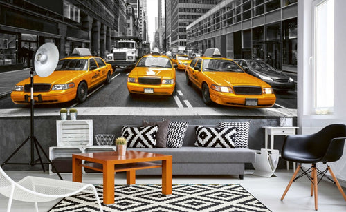 dimex yelow taxi Fotomural Tejido No Tejido 375x150cm 5 Tiras Ambiente | Yourdecoration.es