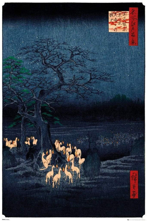 GBeye Hiroshige New Years Eve Foxfire Póster 61x91,5cm | Yourdecoration.es