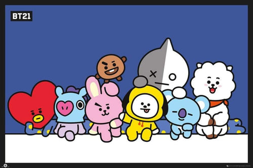 GBeye BT21 Group Blue Póster 91,5x61cm | Yourdecoration.es