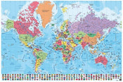 Grupo Erik GPE4913 Map World Pt Physical Politic Póster 91,5X61cm | Yourdecoration.es