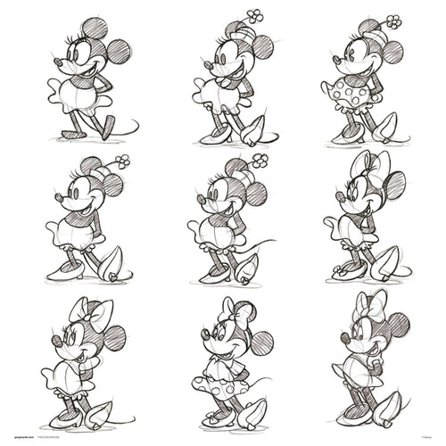 Grupo Erik Disney Minnie Sketch Reproducción de arte 30X30cm | Yourdecoration.es