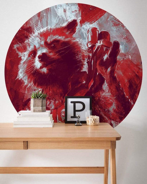 komar avengers painting rocket raccoon Autoadhesivo Fotomural 125x125cm Redondo Ambiente | Yourdecoration.es