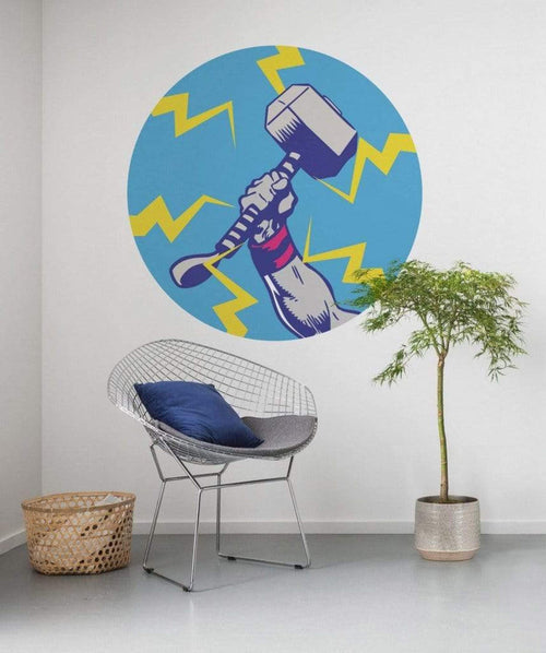 komar avengers thors hammer pop art Autoadhesivo Fotomural 125x125cm Redondo Ambiente | Yourdecoration.es