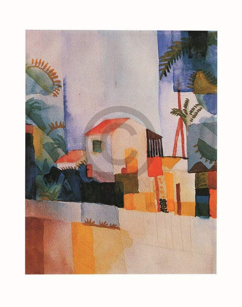 August Macke  Weisses Haus Reproducción de arte 56x71cm | Yourdecoration.es