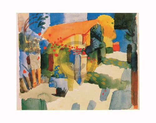 August Macke  Haus im Garten Reproducción de arte 71x56cm | Yourdecoration.es