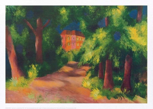 August Macke  Rotes Haus im Park Reproducción de arte 70x50cm | Yourdecoration.es