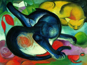 Franz Marc  Zwei Katzen blau und gelb Reproducción de arte 80x60cm | Yourdecoration.es