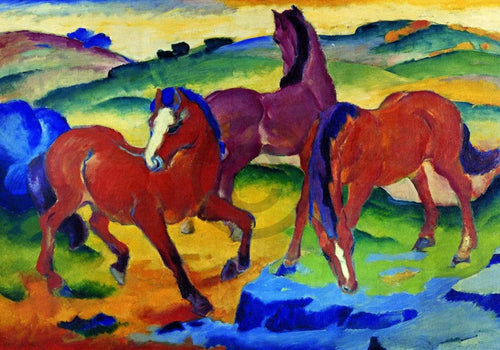 Franz Marc  Die roten Pferde Reproducción de arte 100x70cm | Yourdecoration.es