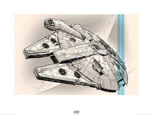 Pyramid Star Wars Episode VII Millennium Falcon Pencil Art Reproducción de arte 60x80cm | Yourdecoration.es