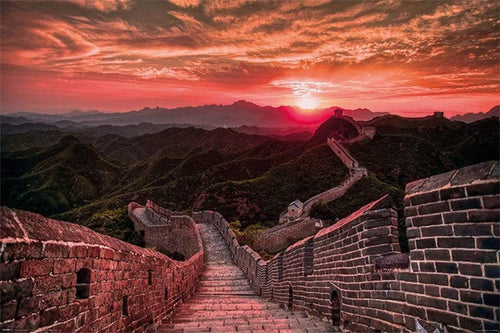 Pyramid The Great Wall of China Sunset Póster 91,5x61cm | Yourdecoration.es